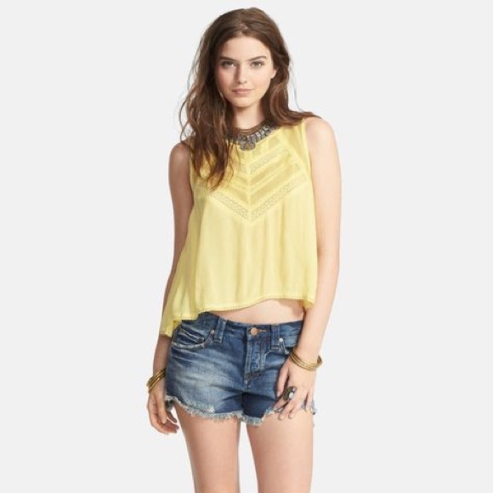 Free People Yellowshock with Button Back Tank